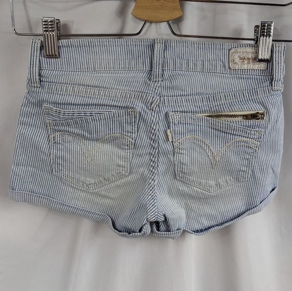 Levi's Cuffed Pin Stipe Jean Shorts Sz 0 - Picture 2 of 6